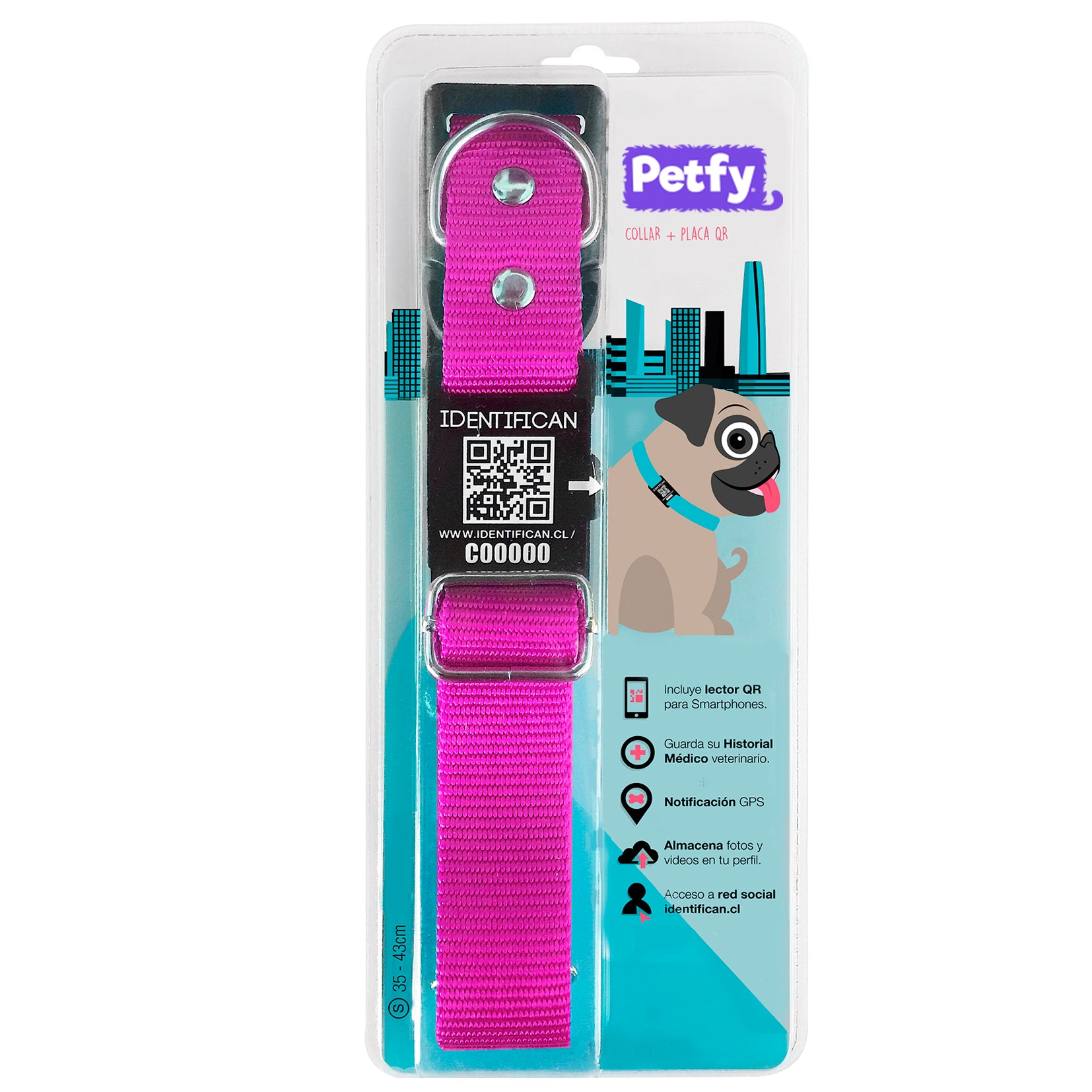 Collar Chico Petfy ID Fucsia - Tienda Petfy