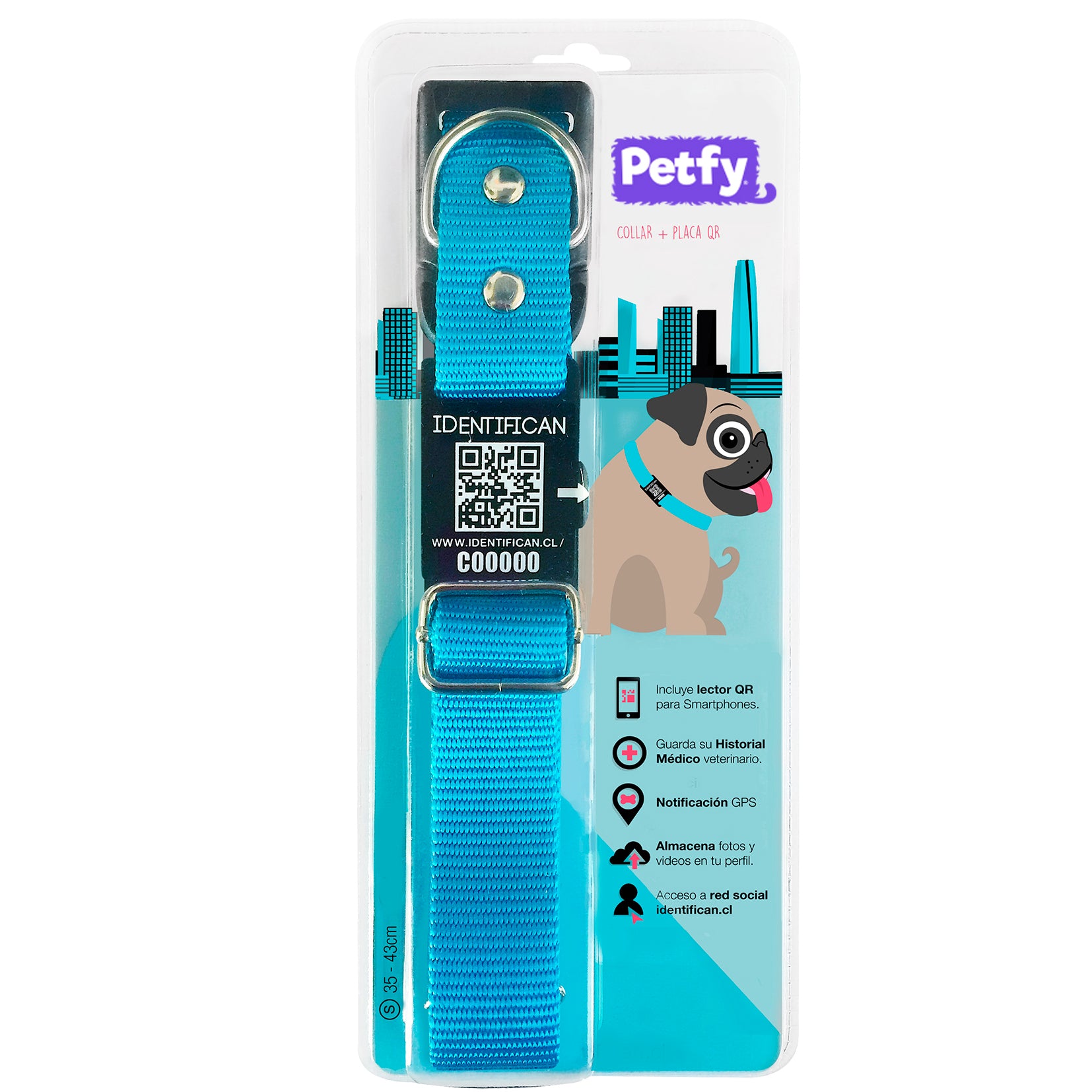 Collar Chico Petfy ID Celeste - Tienda Petfy
