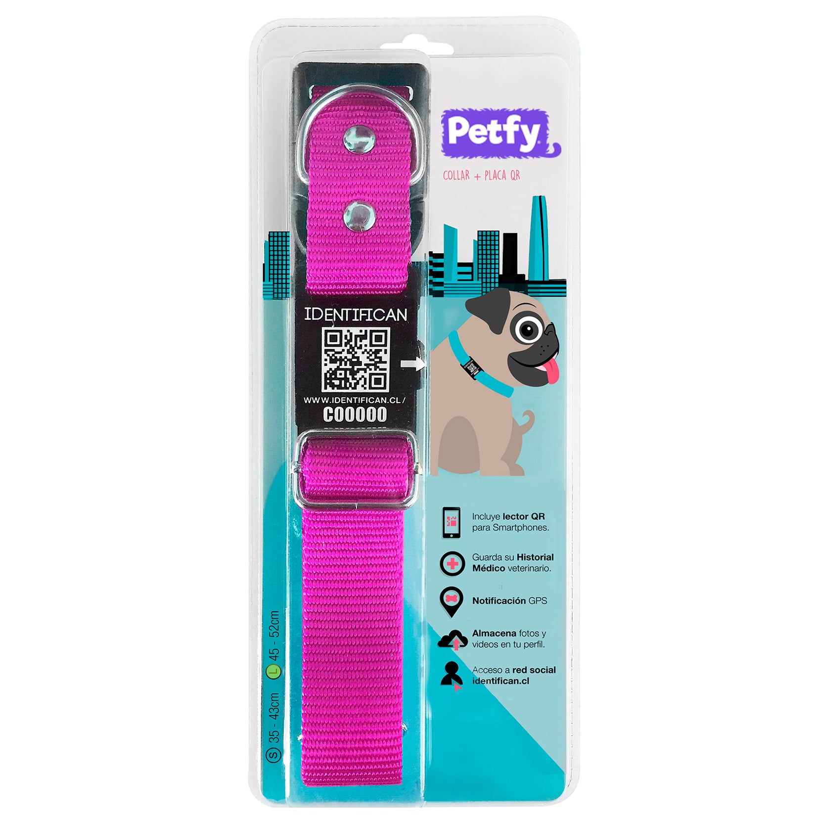 Collar Grande Petfy ID  Fucsia - Tienda Petfy