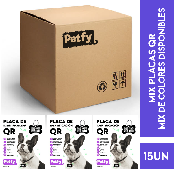 Caja Mix de Placas Petfy ID Huesos