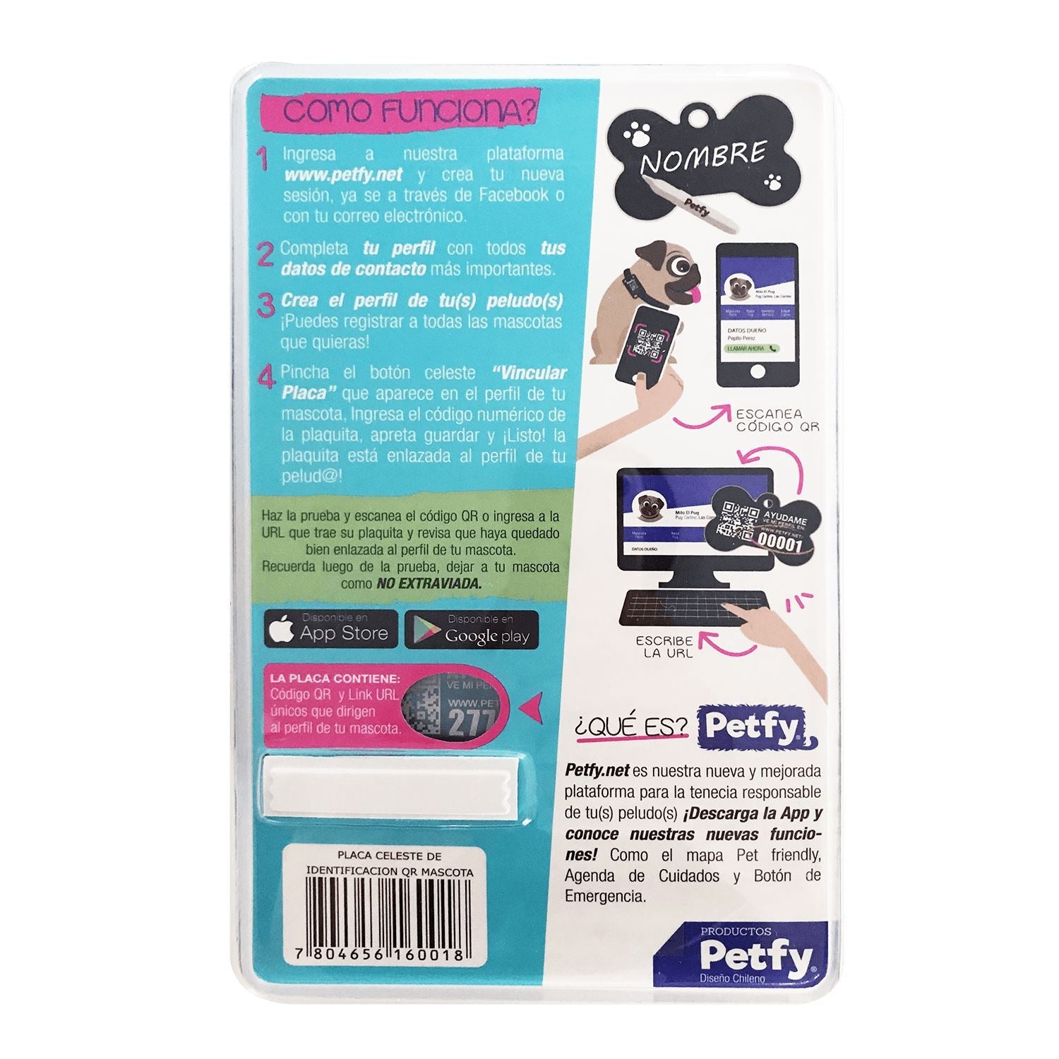 Placa Petfy ID Negra - Tienda Petfy