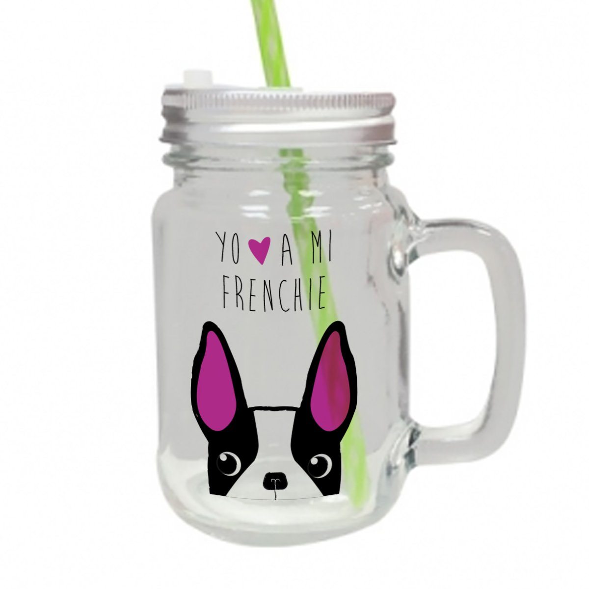 Jar Vidrio con tapa - Bull Dog Frances Face - Tienda Petfy