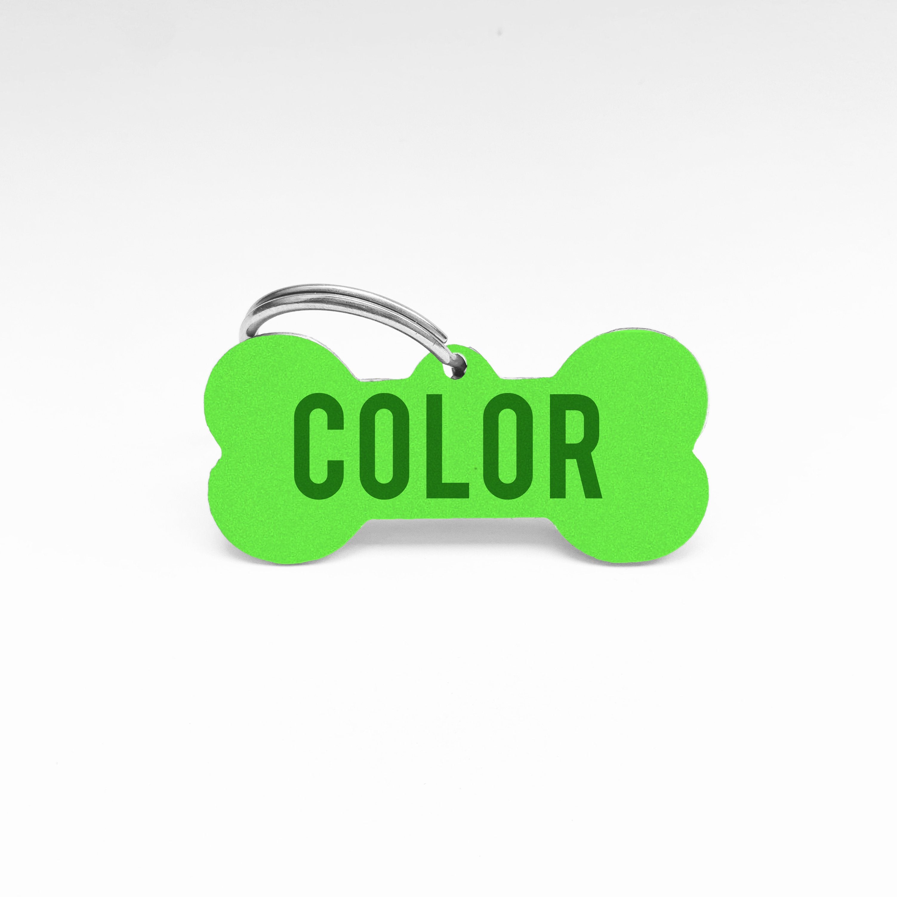 PopTags - Color Identificación Grabado 2 HUESO (2.5cm X 5.2cm) Verde