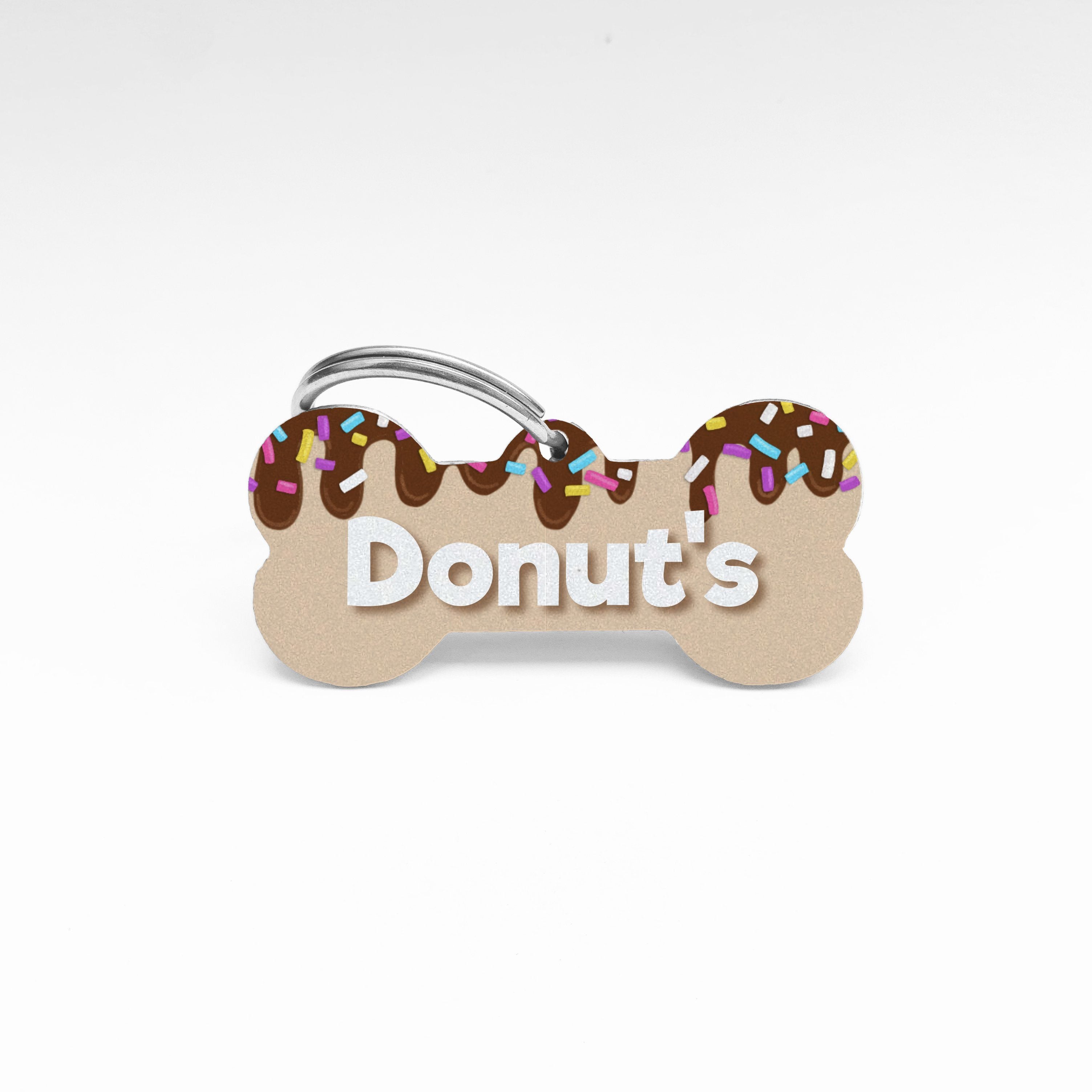 PopTags - Donut Identificación Grabado 2 HUESO (2.5cm X 5.2cm)