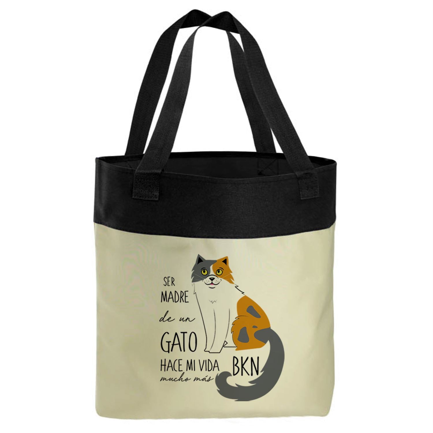 Bolso Microfibra - Gatos Tienda Petfy Ser Madre de gris_blanco_amarillo
