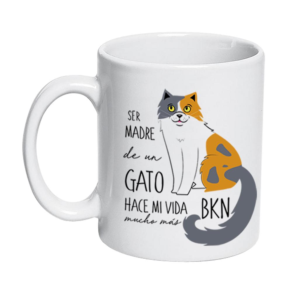 Tazón Cerámico 320ccc Gatos Tienda Petfy Ser Madre de gris_blanco_amarillo