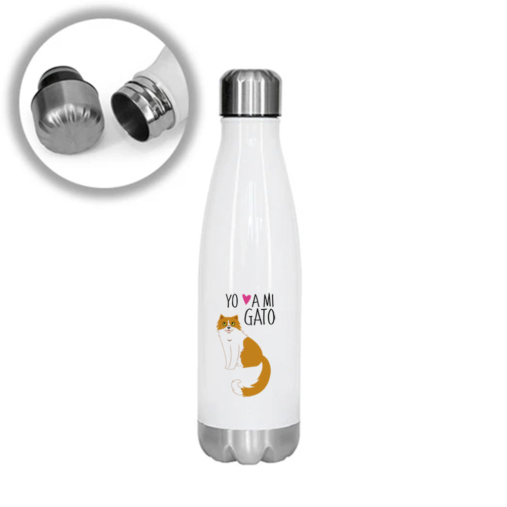 Termo Botella Blanca 1/2lt Gatos Yo amo a mi