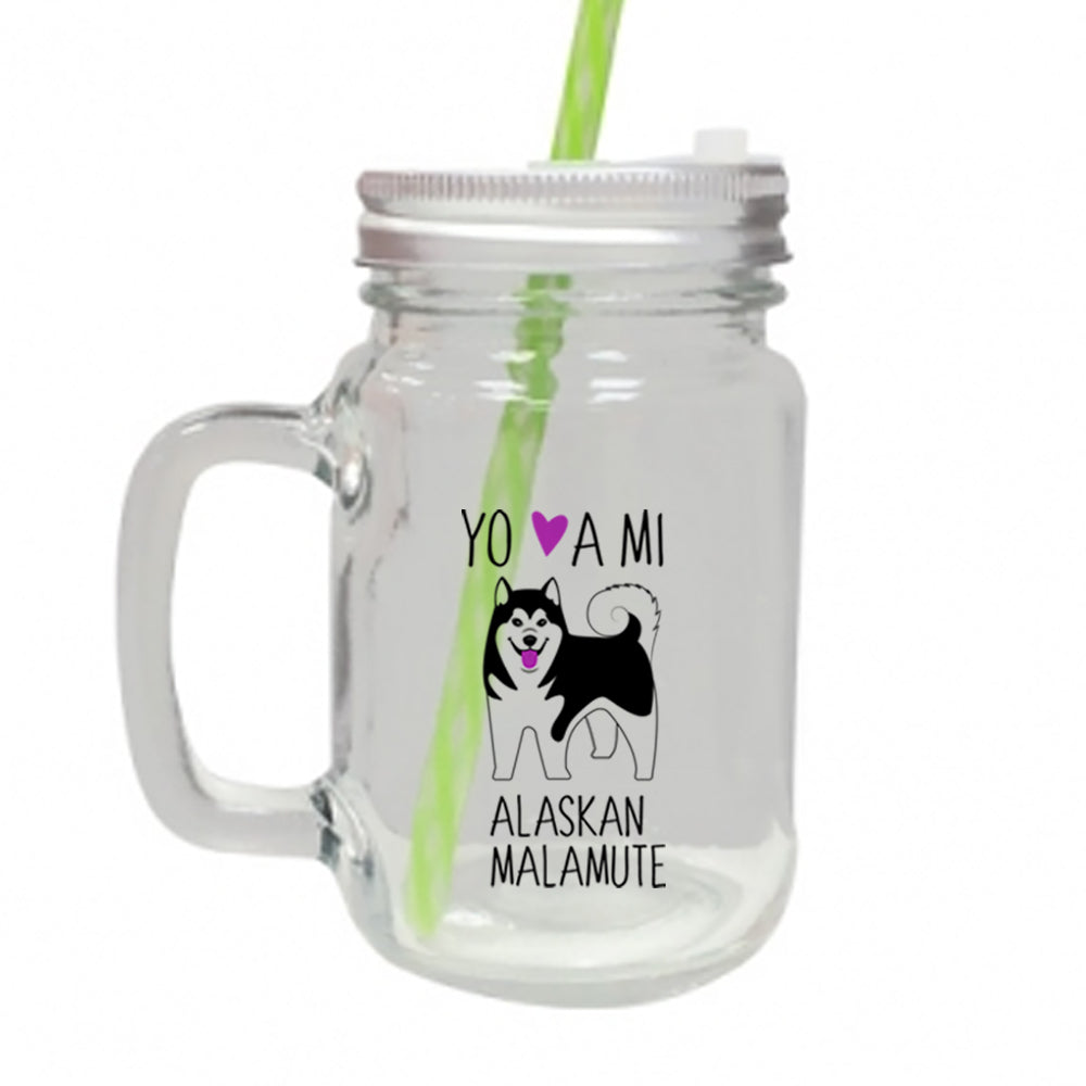Jar Vidrio con tapa - Alaskan Malamute Yo amo a mi