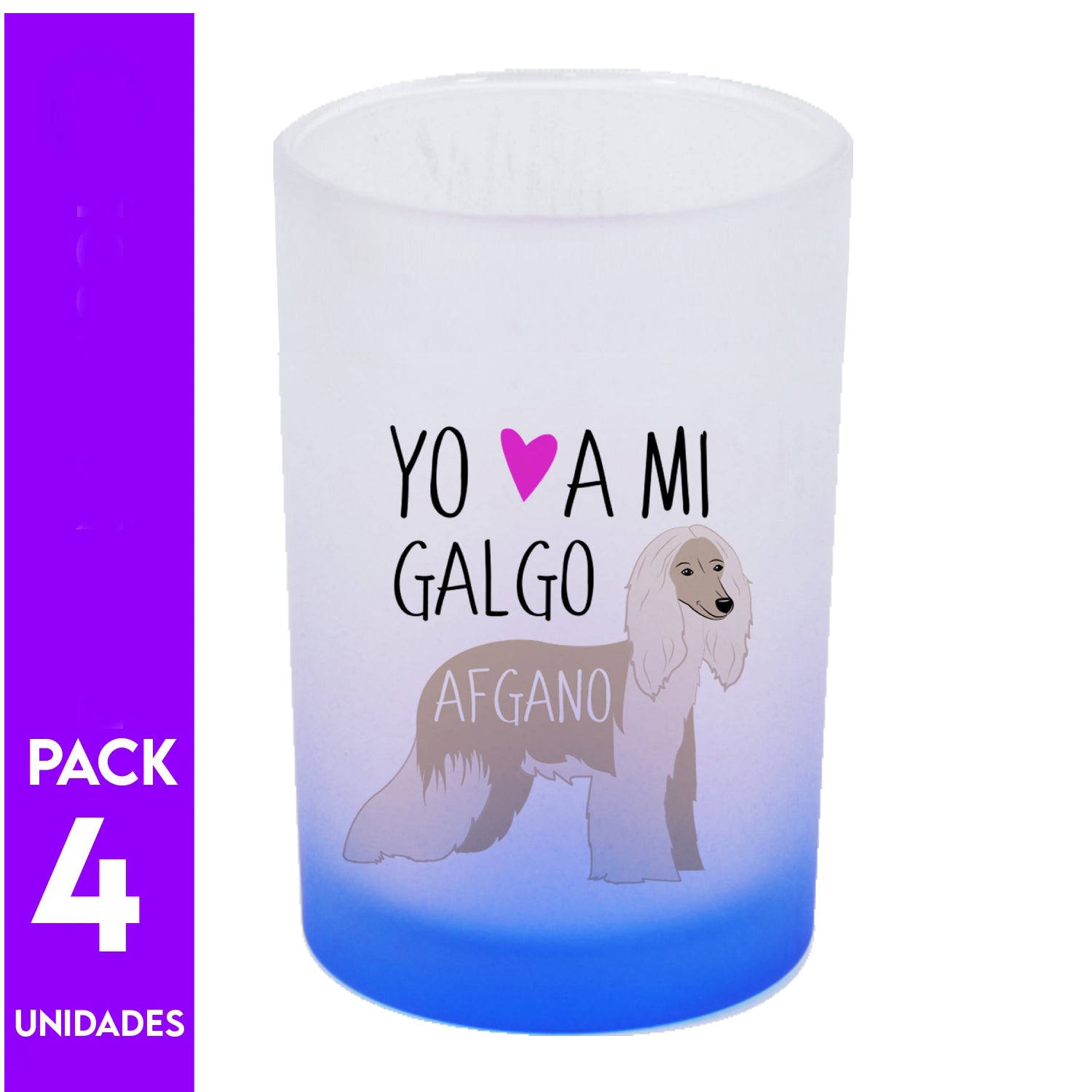 Pack 4 Vasos Cónicos 470cc - Galgo Afgano Yo amo a mi