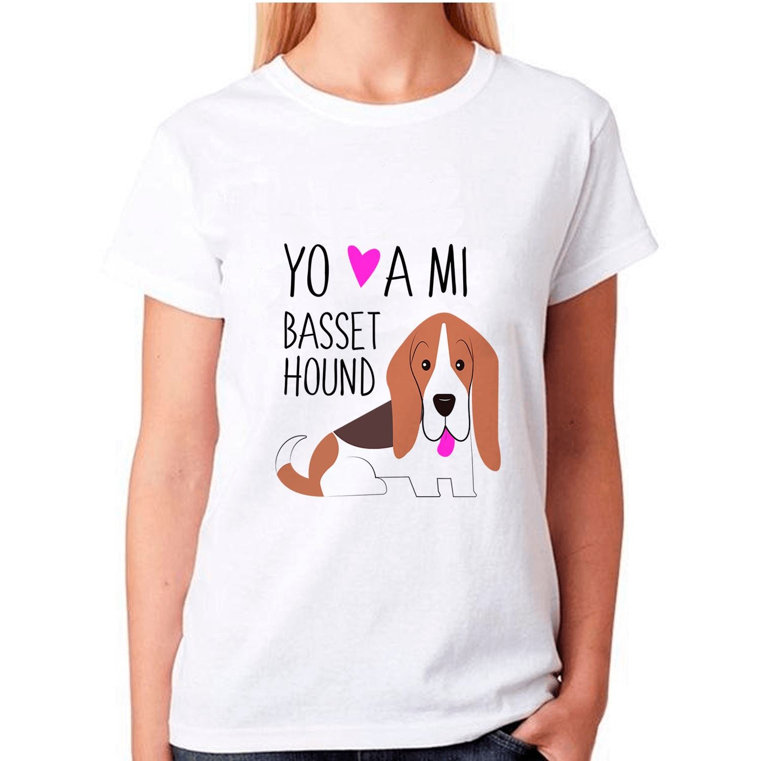 Polera de vestir Mujer manga corta - Basset Hound Tienda Petfy