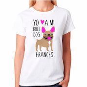 Polera de vestir Mujer manga corta - Bull Dog Frances Tienda Petfy beige S Small