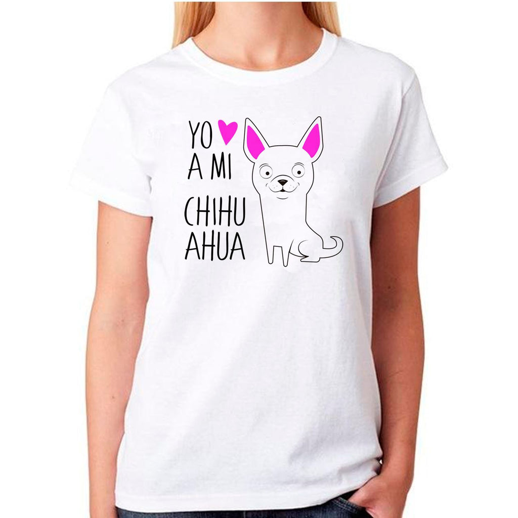 Polera Sport Mujer manga corta - Chihuahua Tienda Petfy blanco S Small