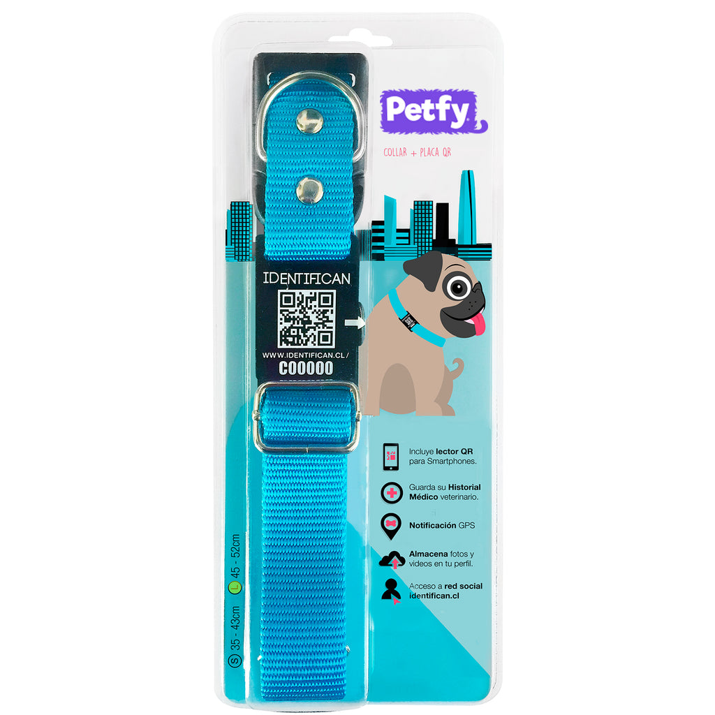 Collar Grande Petfy ID Celeste - Tienda Petfy