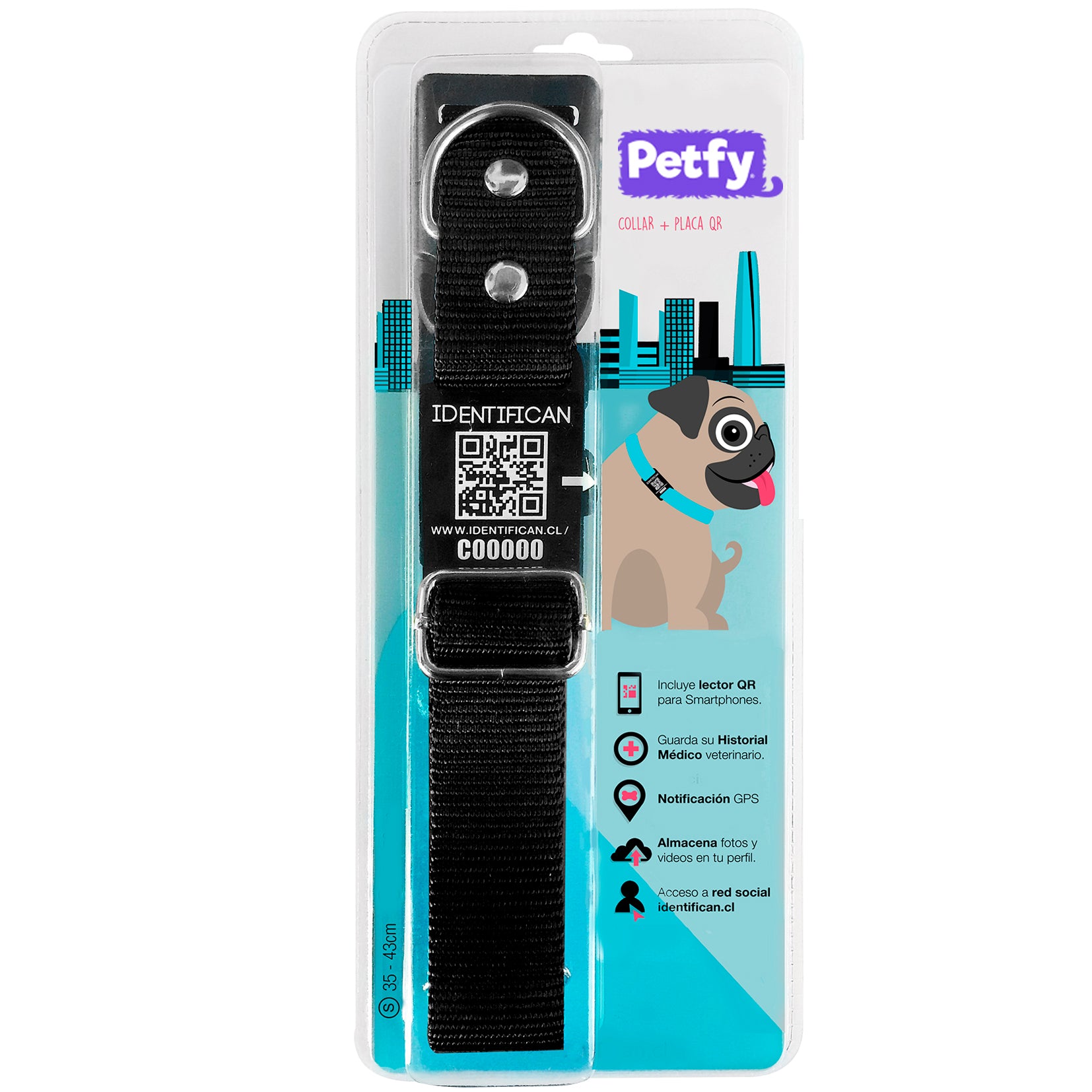 Collar Chico Petfy ID  Negro - Tienda Petfy
