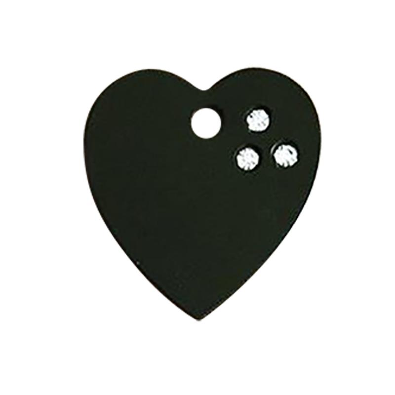 Placa Corazón con Brillos Mix Colores Identificación Grabado 2 negro