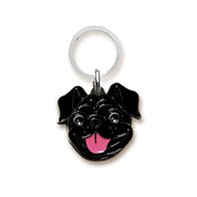 Placa Pet Lover - Pug Grabado 2 negro