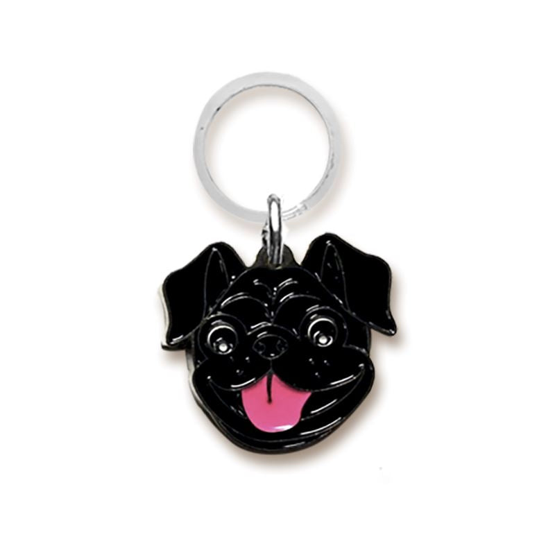 Placa Pet Lover - Pug Grabado 2 negro