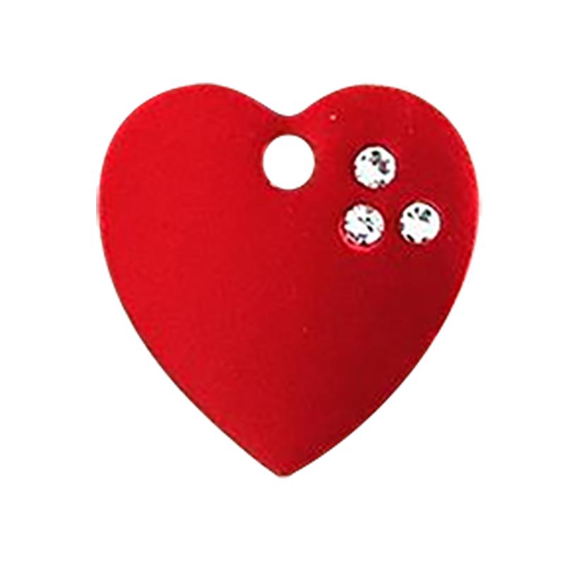 Placa Corazón con Brillos Mix Colores Identificación Grabado 2 rojo