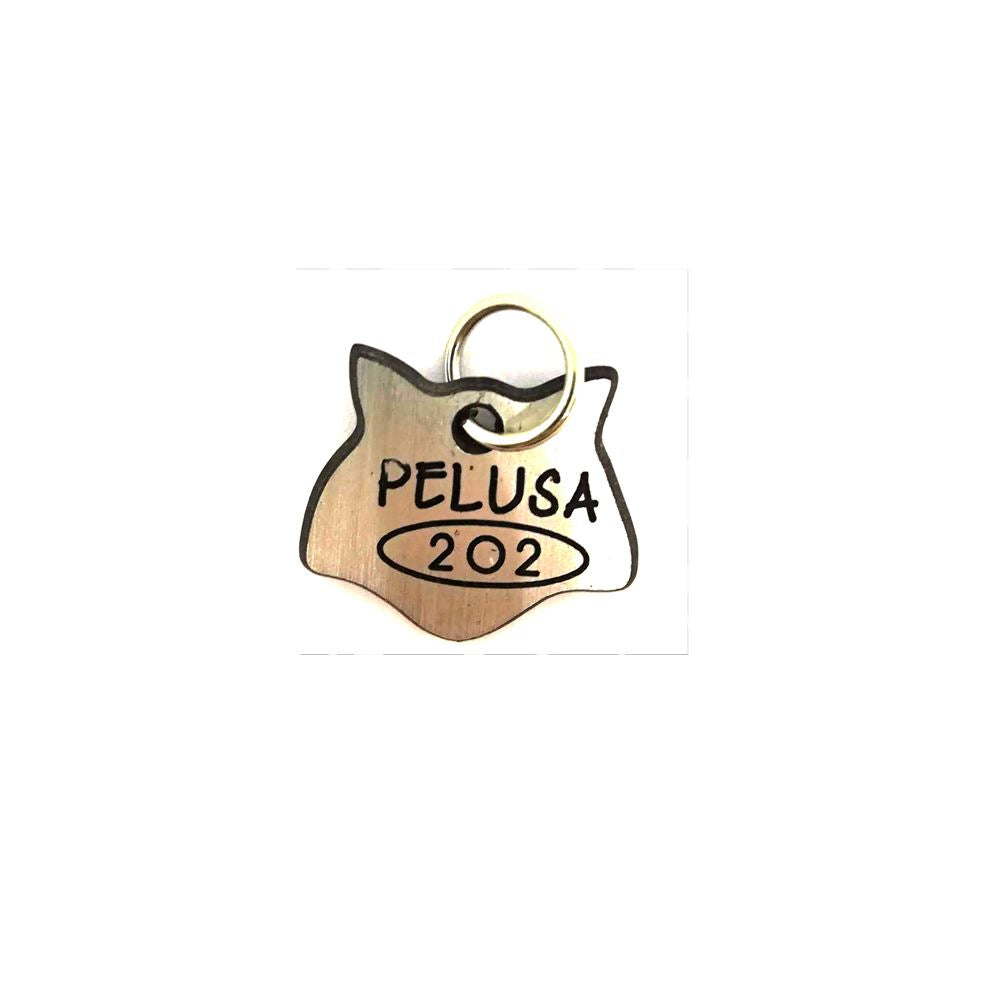 Cara Gato Plástico Identificación Grabado 1 Dorado
