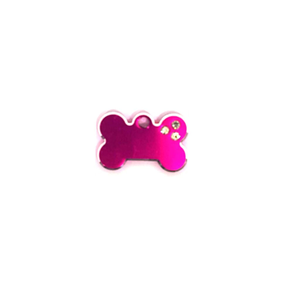 Hueso Mini de Aluminio con brllos Identificación Grabado 2 fucsia