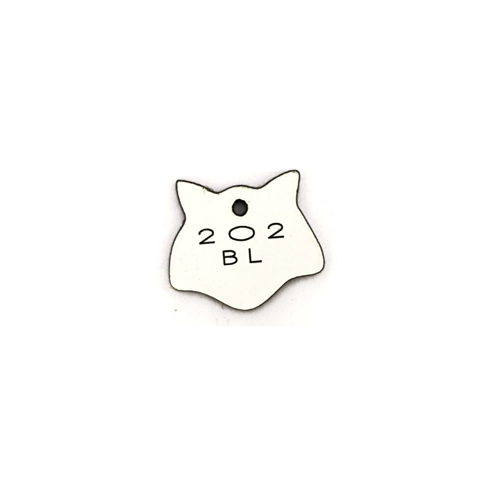 Cara Gato Plástico Identificación Grabado 1 Blanco